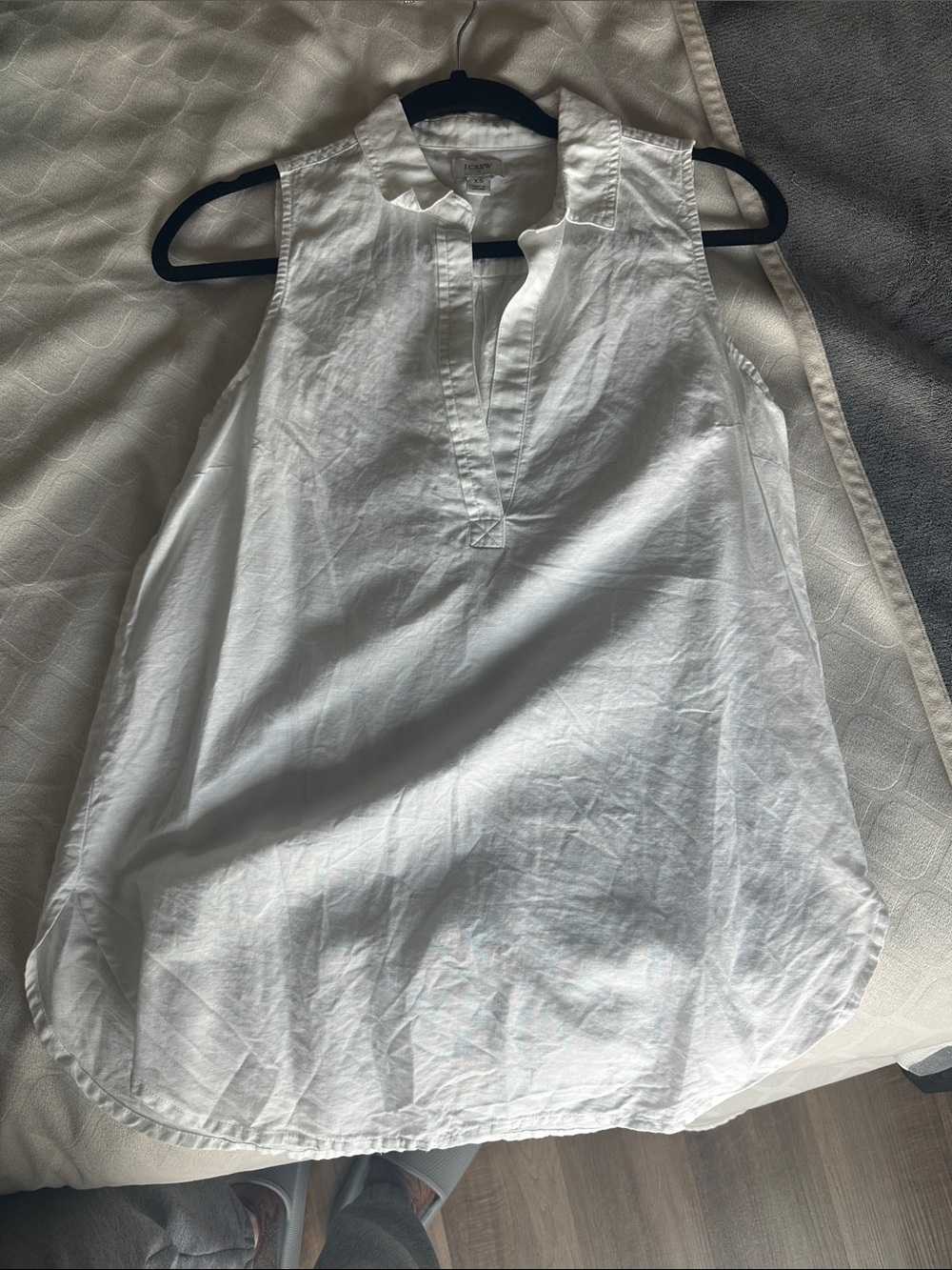 J. Crew White Sleeveless Collared Tunic